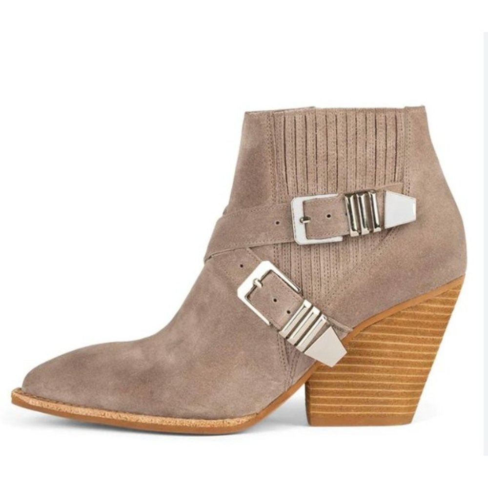 Jeffrey Campbell Texan Booties in Taupe Suede
